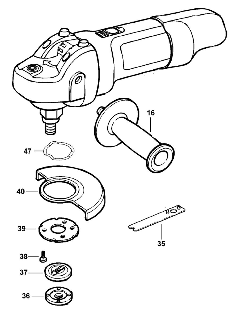 Fig-0 Diagram and Parts List for 7750-A Type-1 Porter Cable Sander Grinder